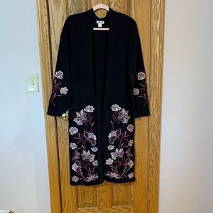 Style & Co Elegant Black Duster-length Cardigan Sweater